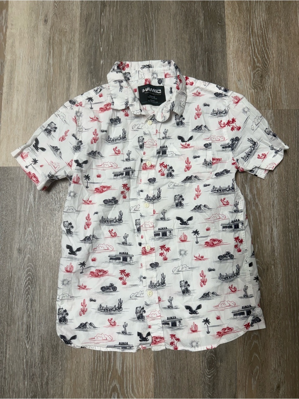 Tony Hawk Boys Desert Diner Cactus Eagle Novelty Short Sleeve Shirt M 10/12